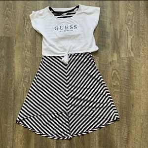 Guess teen 14  White & Black Logo Dress